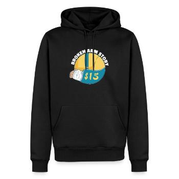 Gebrochener Arm Spruch - Fraktur Gipsarm - Männer Premium Bio Hoodie - Schwarz - Vorne - Nico (187cm)