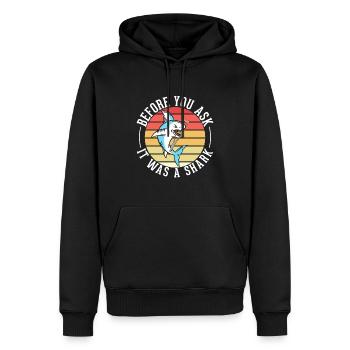 Before You Ask It Was A Shark - Knochenbruch - Männer Premium Bio Hoodie - Schwarz - Vorne - Nico (187cm)