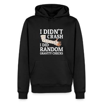 Gravity Checks - Gipsarm Armbruch Knochenbruch - Männer Premium Bio Hoodie - Schwarz - Vorne - Nico (187cm)