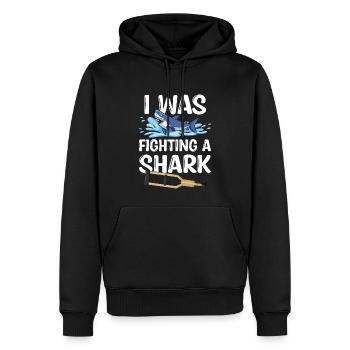 Gebrochenes Bein Spruch - Fraktur Gipsbein - Männer Premium Bio Hoodie - Schwarz - Vorne - Nico (187cm)