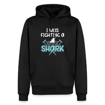 Gebrochenes Bein Spruch - Fraktur Gipsbein - Männer Premium Bio Hoodie - Schwarz - Vorne - Nico (187cm)