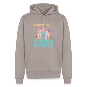 Gebrochenes Bein Spruch - Fraktur Gipsbein - Männer Premium Bio Hoodie - Taupe - Vorne - Nico (187cm)