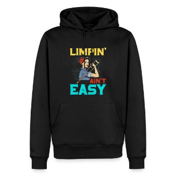 Gebrochenes Bein Spruch - Fraktur Gipsbein - Männer Premium Bio Hoodie - Schwarz - Vorne - Nico (187cm)