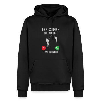 Catfish Telefonanruf - Blue Catfish Slayer - Männer Premium Bio Hoodie - Schwarz - Vorne - Nico (187cm)