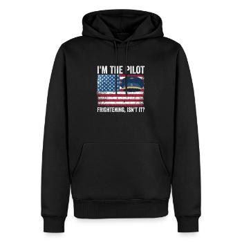 Le commandant de bord dit voler - Sweat à capuche Premium bio Homme - noir - Devant - Nico (187cm)