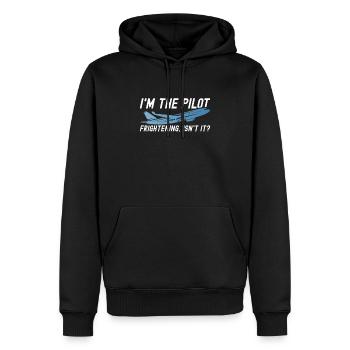 Le commandant de bord dit voler - Sweat à capuche Premium bio Homme - noir - Devant - Nico (187cm)