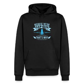 Weil ich der Kapitän bin Pilot Flugkapitän Flieger - Männer Premium Bio Hoodie - Schwarz - Vorne - Nico (187cm)
