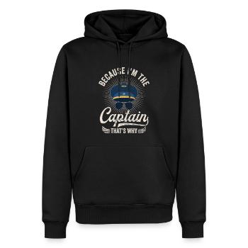 Weil ich der Kapitän bin Pilot Flugkapitän Flieger - Männer Premium Bio Hoodie - Schwarz - Vorne - Nico (187cm)