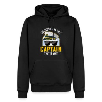 Weil ich der Kapitän bin Pilot Flugkapitän Flieger - Männer Premium Bio Hoodie - Schwarz - Vorne - Nico (187cm)