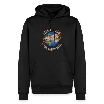 Jeu de mots d’aviation de pilote de ligne pour un pilote de compagnie - Sweat à capuche Premium bio Homme - noir - Devant - Nico (187cm)