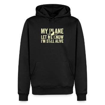 Jeu de mots d’aviation de pilote de ligne pour un pilote de compagnie - Sweat à capuche Premium bio Homme - noir - Devant - Nico (187cm)