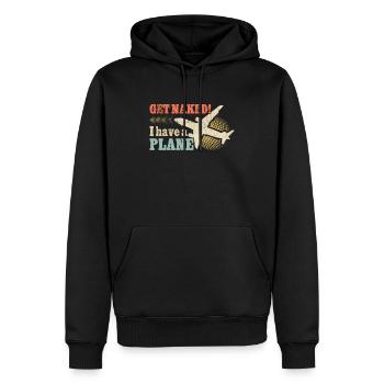 Jeu de mots d’aviation de pilote de ligne pour un pilote de compagnie - Sweat à capuche Premium bio Homme - noir - Devant - Nico (187cm)