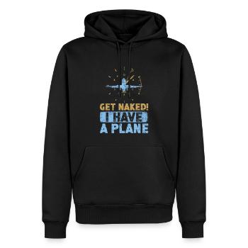 Jeu de mots d’aviation de pilote de ligne pour un pilote de compagnie - Sweat à capuche Premium bio Homme - noir - Devant - Nico (187cm)