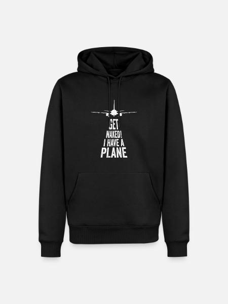Get Naked Funny Pilot Joke - Men’s Premium Organic Hoodie - black