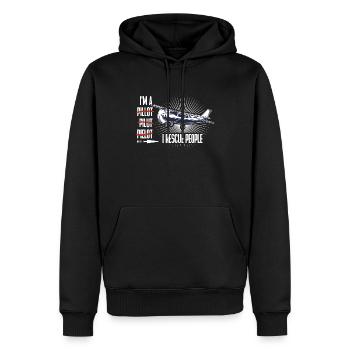 Fautes d’orthographe pour un pilote de sauvetage - Sweat à capuche Premium bio Homme - noir - Devant - Nico (187cm)