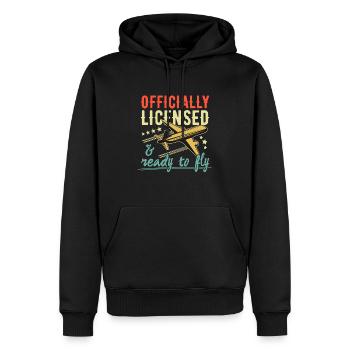 Flight license for a licensed pilot - Men’s Premium Organic Hoodie - black - Front - Nico (187cm)