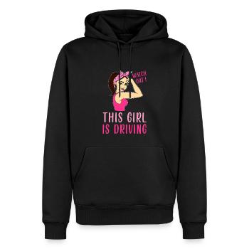 Pass auf Dieses Mädchen fährt - Fahrschule - Männer Premium Bio Hoodie - Schwarz - Vorne - Nico (187cm)