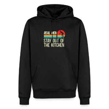 Retro Pickleball Design Echte Männer - Männer Premium Bio Hoodie - Schwarz - Vorne - Nico (187cm)