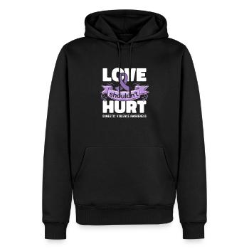 Anti Häusliche Gewalt Love Shouldn't Hurt - Männer Premium Bio Hoodie - Schwarz - Vorne - Nico (187cm)