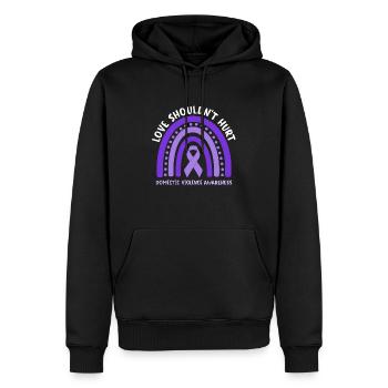 Anti Häusliche Gewalt Love Shouldn't Hurt - Männer Premium Bio Hoodie - Schwarz - Vorne - Nico (187cm)