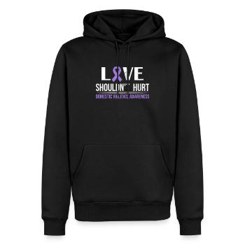 Anti Häusliche Gewalt Love Shouldn't Hurt - Männer Premium Bio Hoodie - Schwarz - Vorne - Nico (187cm)