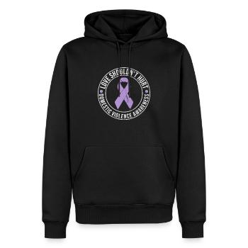 Anti Häusliche Gewalt Love Shouldn't Hurt - Männer Premium Bio Hoodie - Schwarz - Vorne - Nico (187cm)