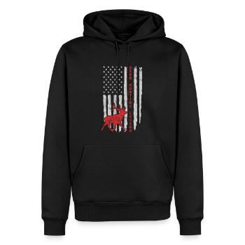 Légende de la chasse au cerf Red Chasse aux bois de cerf - Sweat à capuche Premium bio Homme - noir - Devant - Nico (187cm)