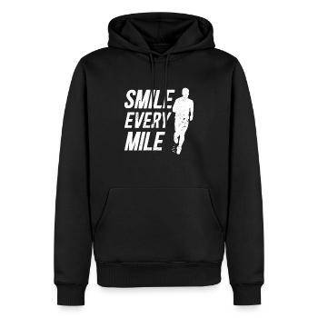 Smile Every Mile Läufer Spruch - Männer Premium Bio Hoodie - Schwarz - Vorne - Nico (187cm)
