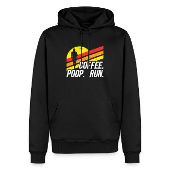 Coffee Poop Run Lustige Traillauf-Grafik - Männer Premium Bio Hoodie - Schwarz - Vorne - Nico (187cm)