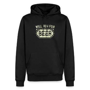 Courra pour les coureurs drôles de bière - Sweat à capuche Premium bio Homme - noir - Devant - Nico (187cm)