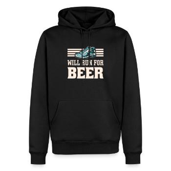 Courra pour les coureurs drôles de bière - Sweat à capuche Premium bio Homme - noir - Devant - Nico (187cm)