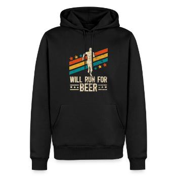 Courra pour les coureurs drôles de bière - Sweat à capuche Premium bio Homme - noir - Devant - Nico (187cm)