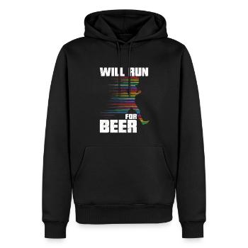 Courra pour les coureurs drôles de bière - Sweat à capuche Premium bio Homme - noir - Devant - Nico (187cm)
