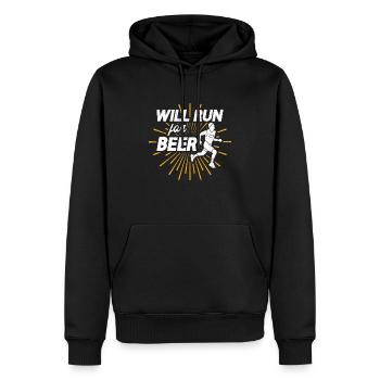 Courra pour les coureurs drôles de bière - Sweat à capuche Premium bio Homme - noir - Devant - Nico (187cm)