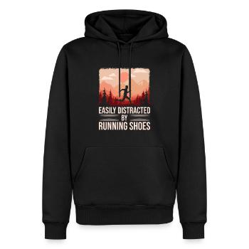Abgelenkt durch Laufschuhe - Läufer Laufen Runner - Männer Premium Bio Hoodie - Schwarz - Vorne - Nico (187cm)