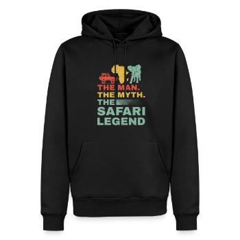 African Safari Mann Mythos Safari-Legende - Männer Premium Bio Hoodie - Schwarz - Vorne - Nico (187cm)