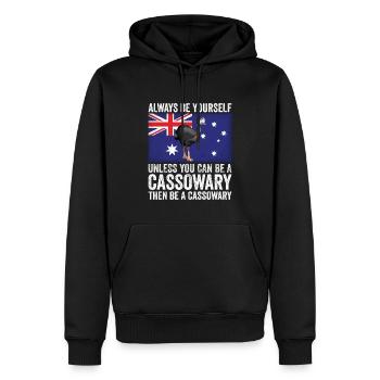 Casoars Retro Cassowary Bird Vintage - Sweat à capuche Premium bio Homme - noir - Devant - Nico (187cm)