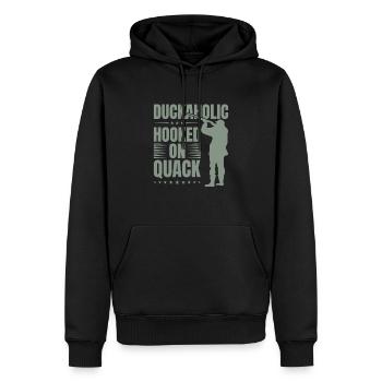 Chasse au canard Duckaholic - Sweat à capuche Premium bio Homme - noir - Devant - Nico (187cm)