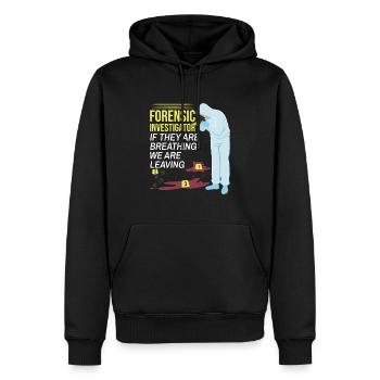 Technicien judiciaire Enquêteur sur les lieux d’un crime Peine médico-légale - Sweat à capuche Premium bio Homme - noir - Devant - Nico (187cm)