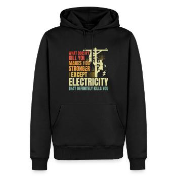Réseau électrique électrique haute tension - Sweat à capuche Premium bio Homme - noir - Devant - Nico (187cm)