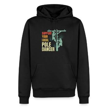 Réseau électrique électrique haute tension - Sweat à capuche Premium bio Homme - noir - Devant - Nico (187cm)