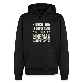 Drôle d’électricien haute tension disant électricité - Sweat à capuche Premium bio Homme - noir - Devant - Nico (187cm)