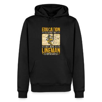 Drôle d’électricien haute tension disant électricité - Sweat à capuche Premium bio Homme - noir - Devant - Nico (187cm)