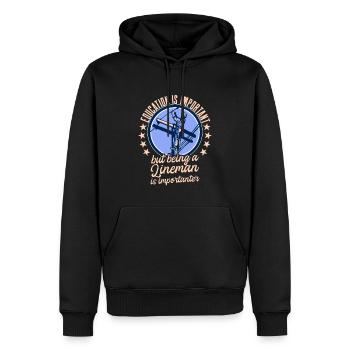 Drôle d’électricien haute tension disant électricité - Sweat à capuche Premium bio Homme - noir - Devant - Nico (187cm)