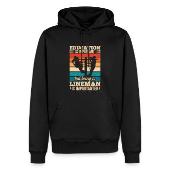 Drôle d’électricien haute tension disant électricité - Sweat à capuche Premium bio Homme - noir - Devant - Nico (187cm)