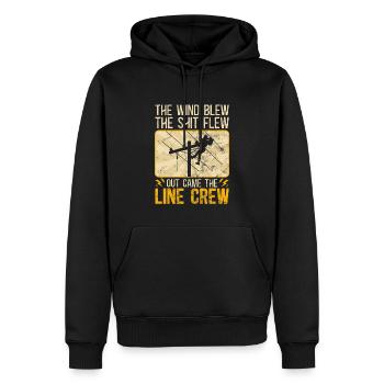 Drôle d’électricien haute tension disant électricité - Sweat à capuche Premium bio Homme - noir - Devant - Nico (187cm)