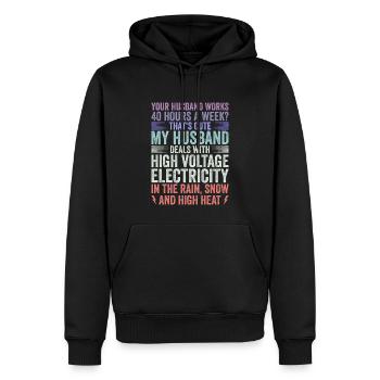 Frau Eines Hochspannungselektriker Spruch Elektrik - Männer Premium Bio Hoodie - Schwarz - Vorne - Nico (187cm)