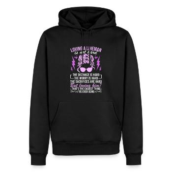 Épouse d’un électricien haute tension - Sweat à capuche Premium bio Homme - noir - Devant - Nico (187cm)