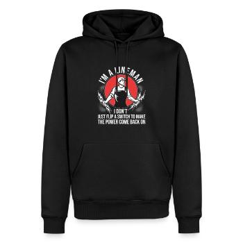 Power Lineman Stromleitung Elektriker - Männer Premium Bio Hoodie - Schwarz - Vorne - Nico (187cm)