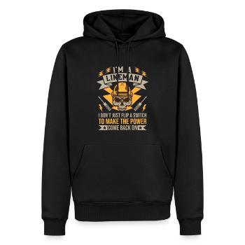 Power Lineman Stromleitung Elektriker - Männer Premium Bio Hoodie - Schwarz - Vorne - Nico (187cm)